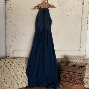 Navy Backless Bridesmaid/Prom Dress/ Formal Gown
